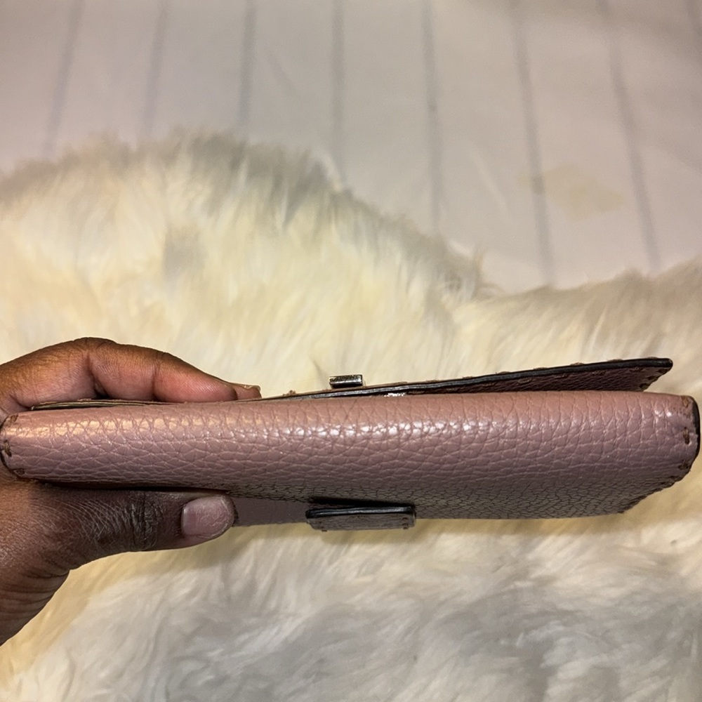 Fendi Wallet Selleria Peekaboo Long Bifold Pink Double Open Women's Leather - Picture 10 of 17